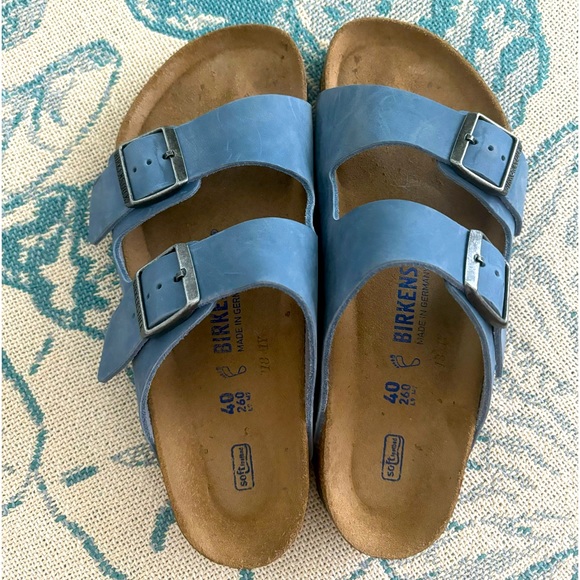 Birkenstock Shoes - Arizona Soft Footbed Arizona Leather (Unisex) Dusty Blue Oiled Leather